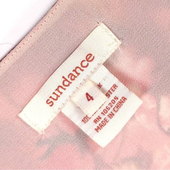 Sundance Women’s 100% SILK Red Mini Dress Floral Watercolor Chiffon Tie Waist 4 - Picture 4 of 11